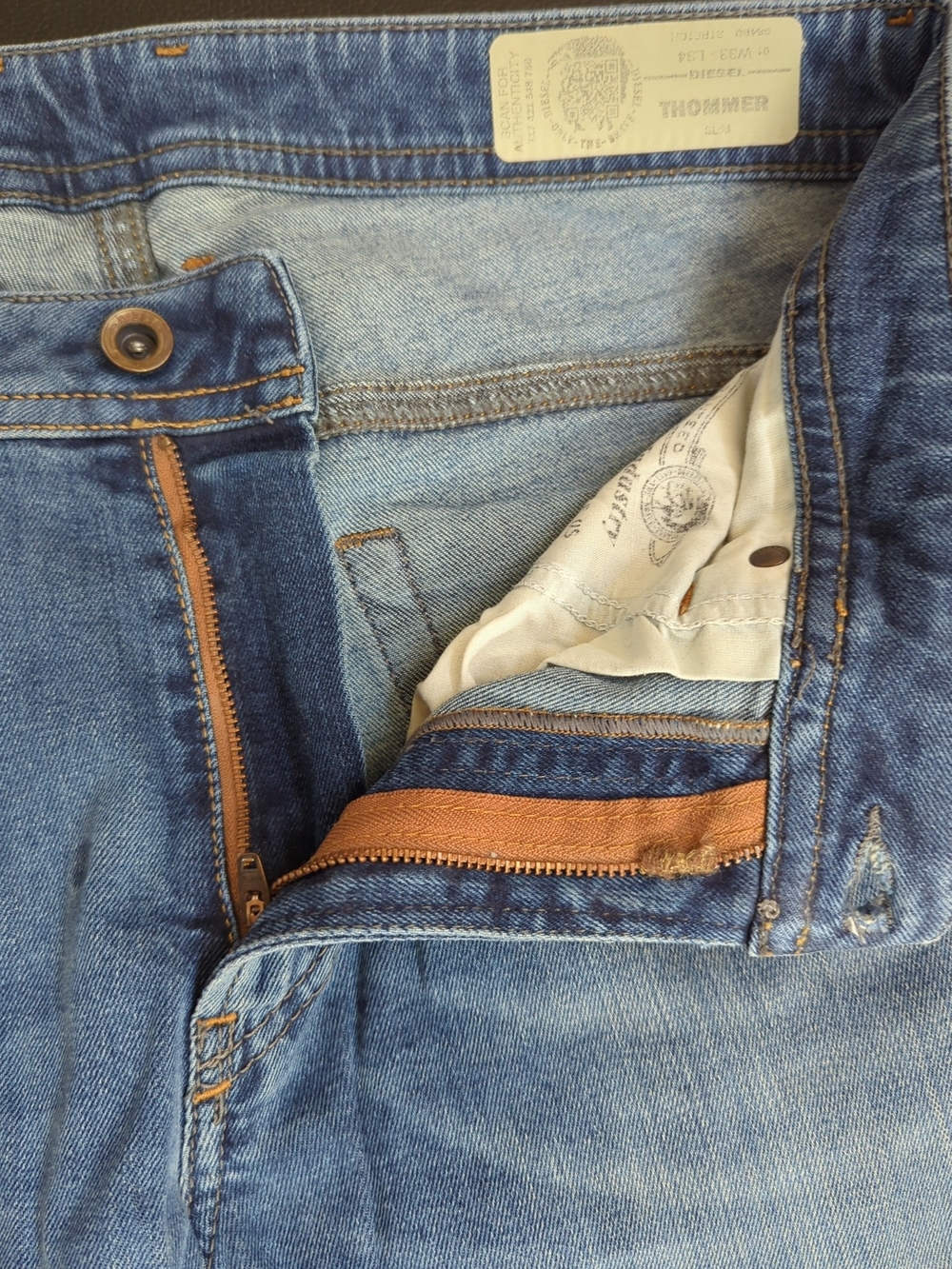 Diesel Men's Thommers Straight Tapered Fit Jeans 33x34 Vtg Y2K - Picture 4 of 10
